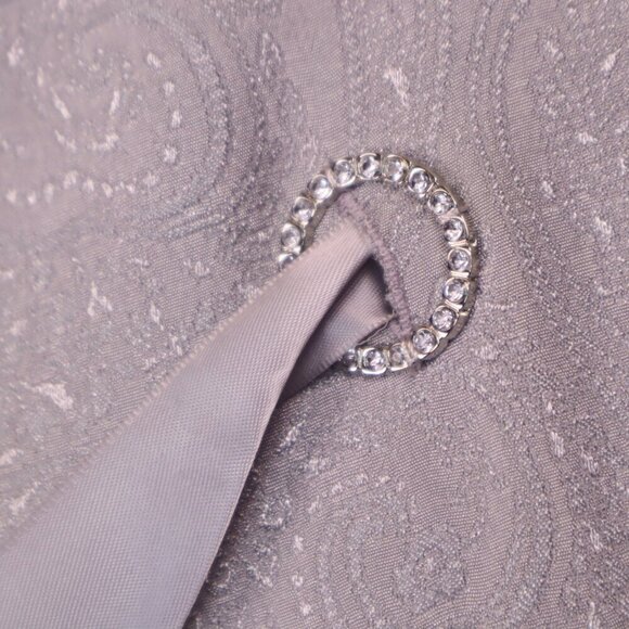 SILVER BROCADE DRESS 10 Jade Formal Cocktail Metallic Belted Cinched Classic - Picture 5 of 12